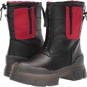 Franco Sarto Black and Red Water Resistant Boots